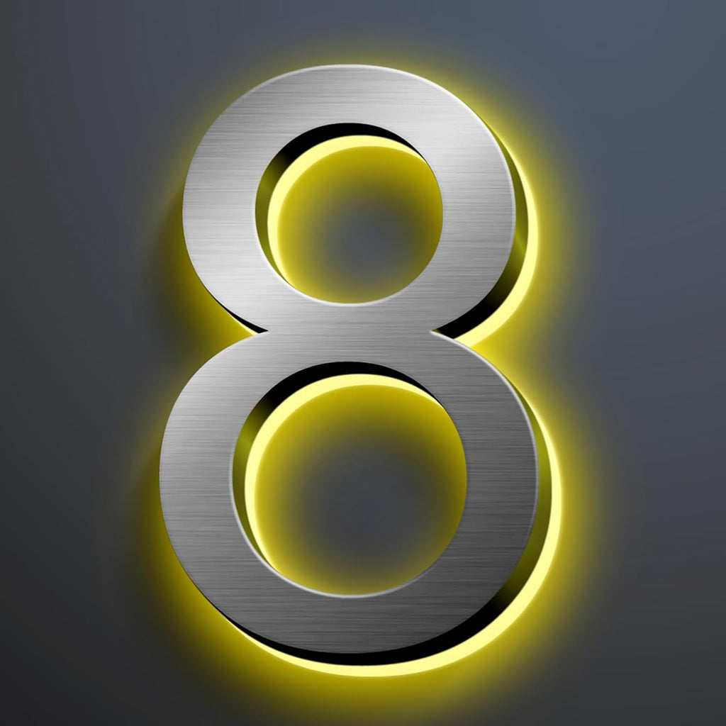 Modern Illuminated Home Address Number, Backlit LED Address Numbers For House, Stainless Steel Lighted Up House Numbers For Outside, Waterproof,20 Inch/500mm,Q