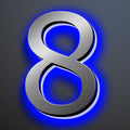 Illuminated House Numbers 18 Inch, Backlit Illuminated LED House Address Numbers For Outside, Modern Metal Lighted Address Numbers Signs, Brushed Silver, Blue Light,8