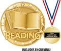 Crown Awards Gold Reading Medals, 2' Shiny Gold Scholastic Medals with Custom Engraving