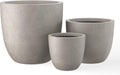 Kante 18',14',10' Dia Concrete Round Planters (Set of 3), Outdoor Indoor Large Planter Pots with Drainage Hole and Rubber Plug for Home Patio Garden, Buff Concrete