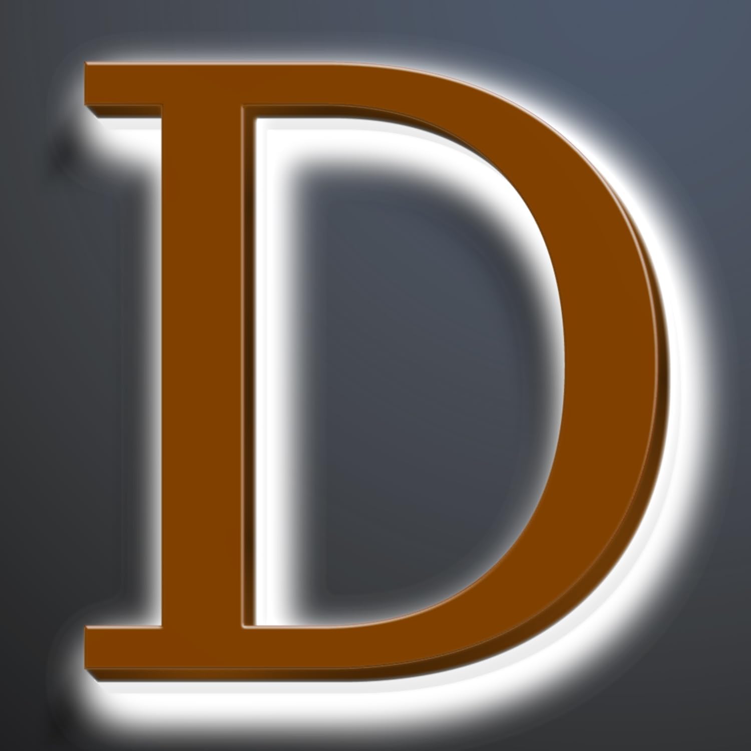 Illuminated LED House Numbers 20 Inch, Backlit LED Illuminated Address Number, Large Modern Lighted House Number For Outdoor, Metal Address Signs, Brown, White Light,D