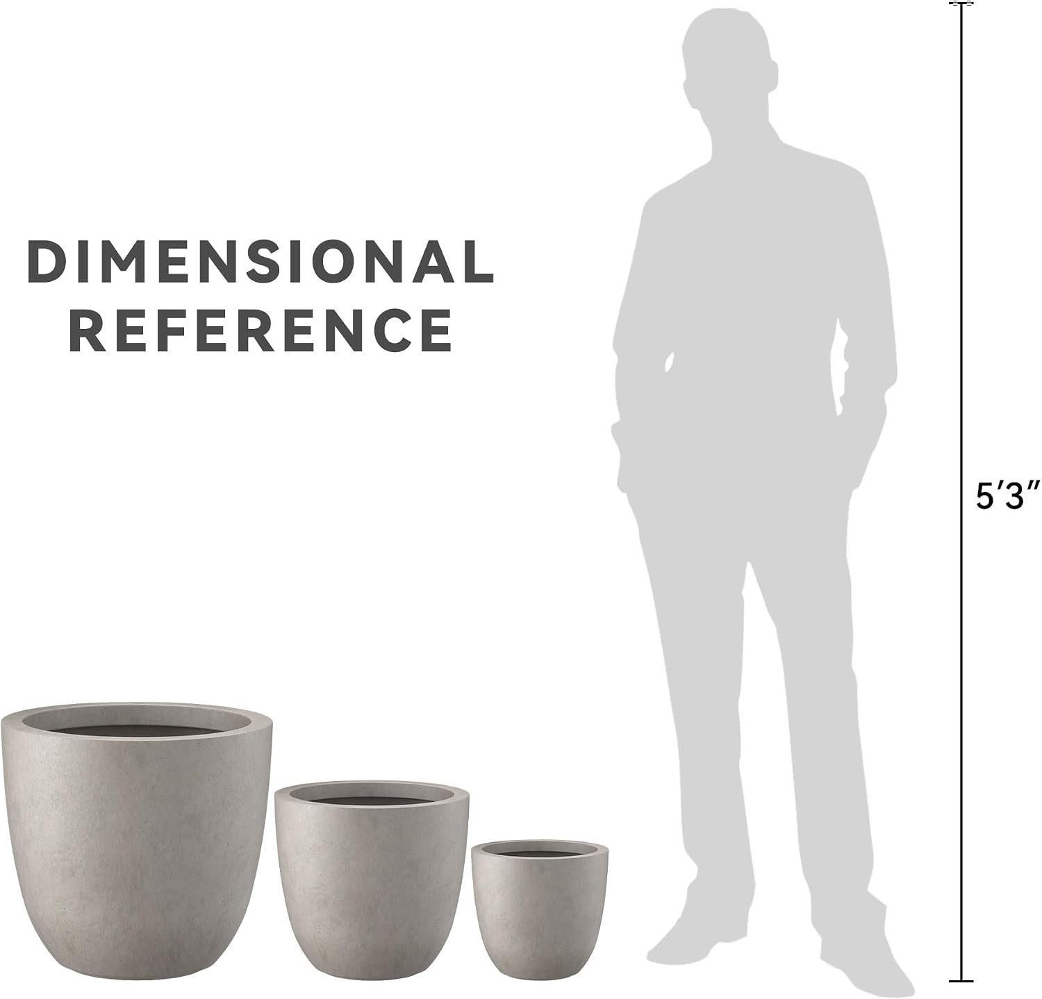 Kante 18',14',10' Dia Concrete Round Planters (Set of 3), Outdoor Indoor Large Planter Pots with Drainage Hole and Rubber Plug for Home Patio Garden, Buff Concrete