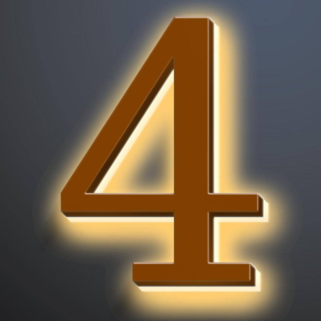 Backlit LED Illuminated Address Numbers 16 Inch, Up-Scale Modern Look, Lighted House Numbers, Large Illuminated Address Numbers Signs, Waterproof, Brown, Warm Light,4