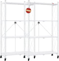 DEANIC 4 Tier Foldable Storage Shelves with Wheels, Large Capacity Shelving Unit, Freestanding Metal Wire Shelf Rack, No Assembly Organizer Rack for Garage Kitchen, Basement, Pantry(White Pack of 2)