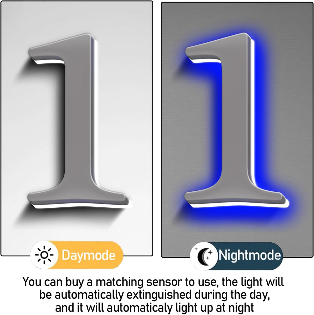 Backlit LED Illuminated House Numbers 18 Inch, Stainless Steel Hand-Polished For House Address Signs, Modern Lighted House Numbers, Large Metal Address Numbers,V