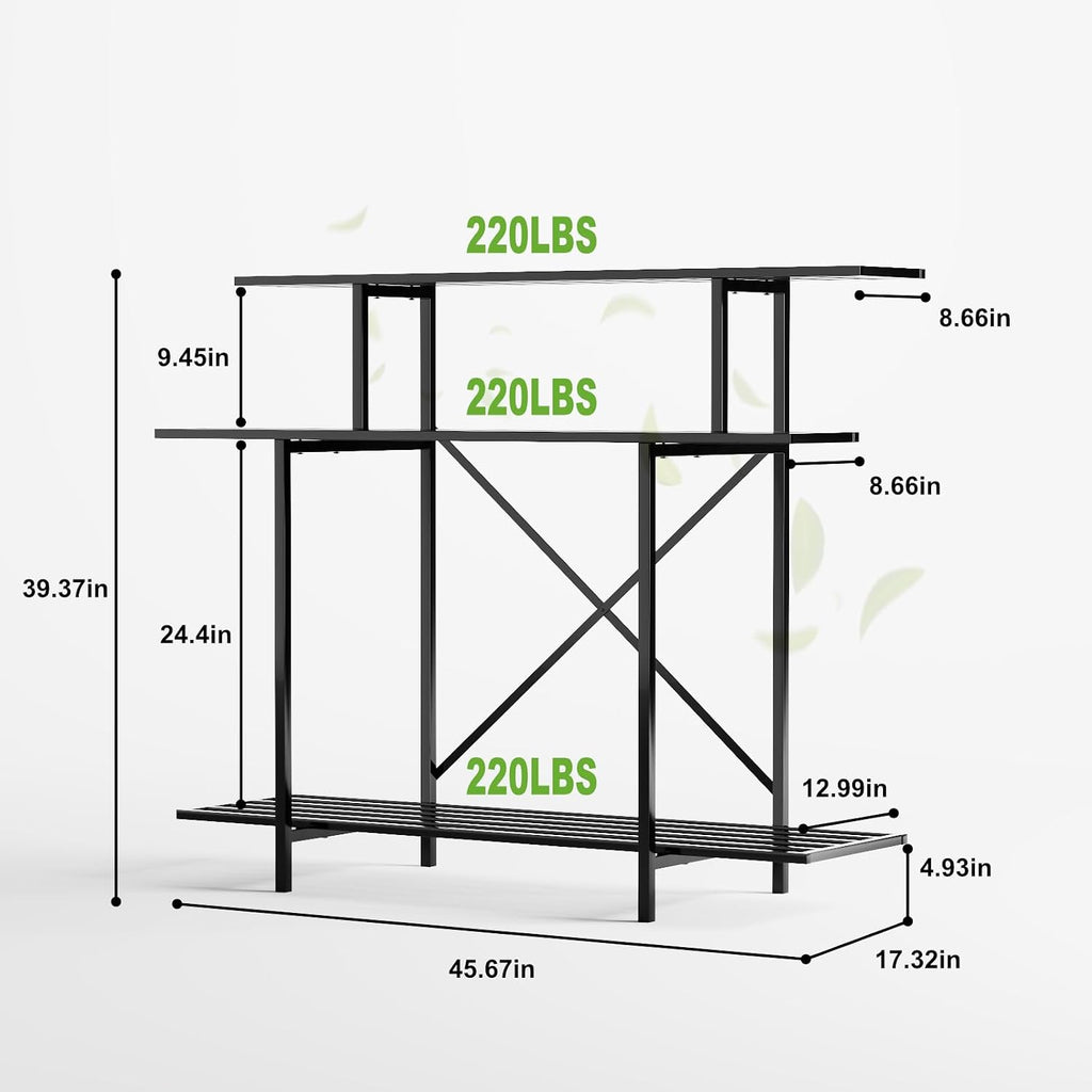 Zhongma 3 Tier Heavy Duty Plant Stand (L45.67 x W17.32 x H39.37)