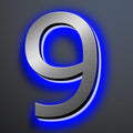 Illuminated House Numbers 18 Inch, Backlit Illuminated LED House Address Numbers For Outside, Modern Metal Lighted Address Numbers Signs, Brushed Silver, Blue Light,9