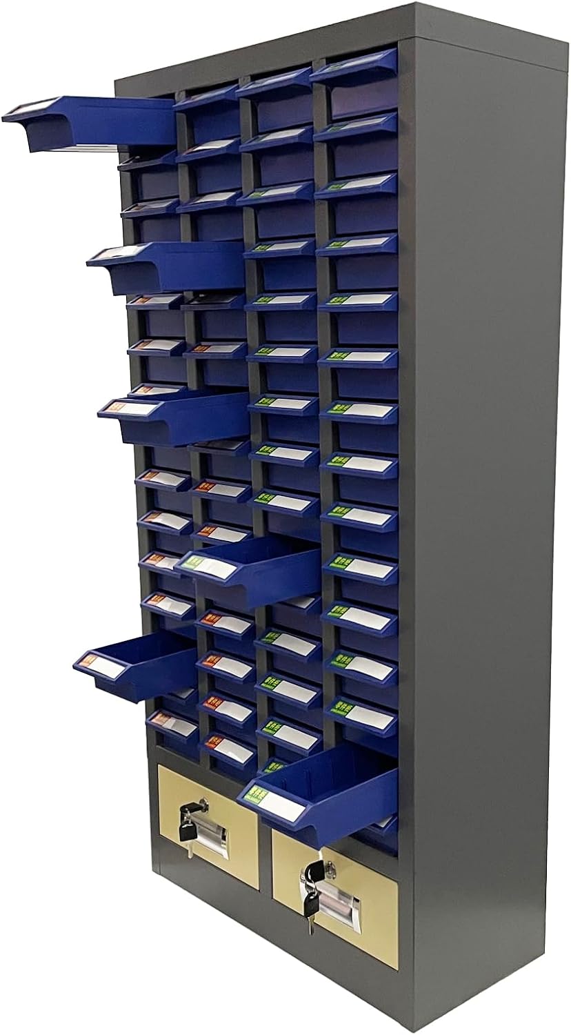 Parts Cabinet 60 Drawers Tool Storage Cabinet Without Door Hardware Organizer with 2 Large Drawers for Nut and Bolt Samples and Electronic Components