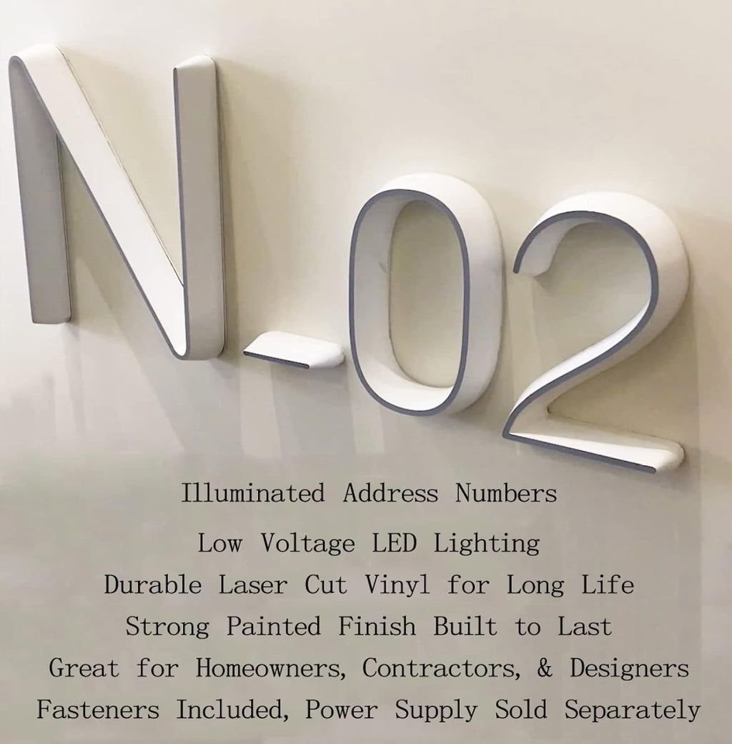 16' Modern Backlit Illuminated LED Address Numbers Signs For House, Stainless Steel Hand-Polished For House Address Signs, Lighted House Numbers For Outside,A