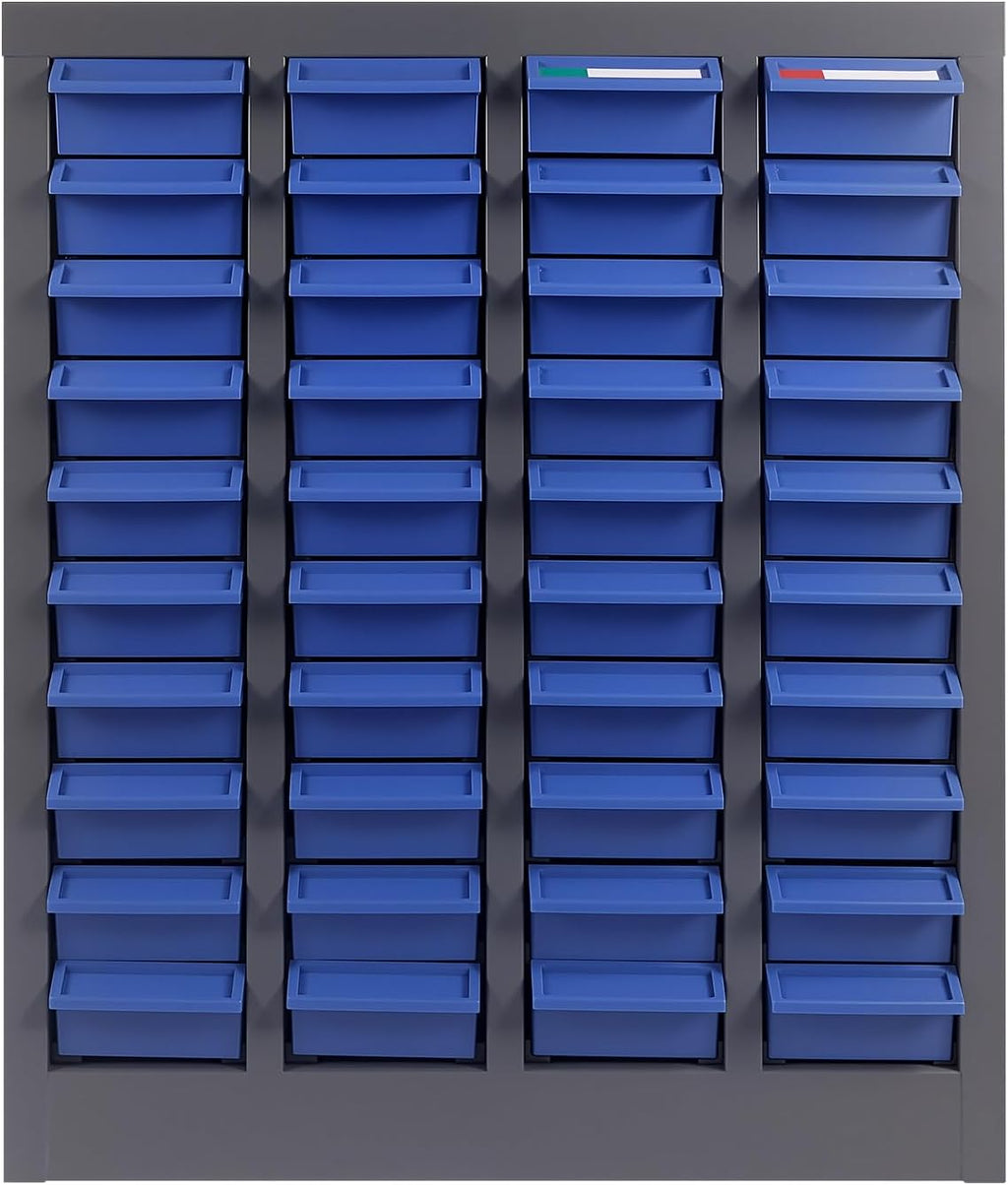 ABS-40 Drawer Parts Cabinet, Bolt, nut and Tool Parts cabinets, Alloy Steel Parts Cabinet with Labels and Shelves, Suitable for garages, basements, and Small Tool Storage