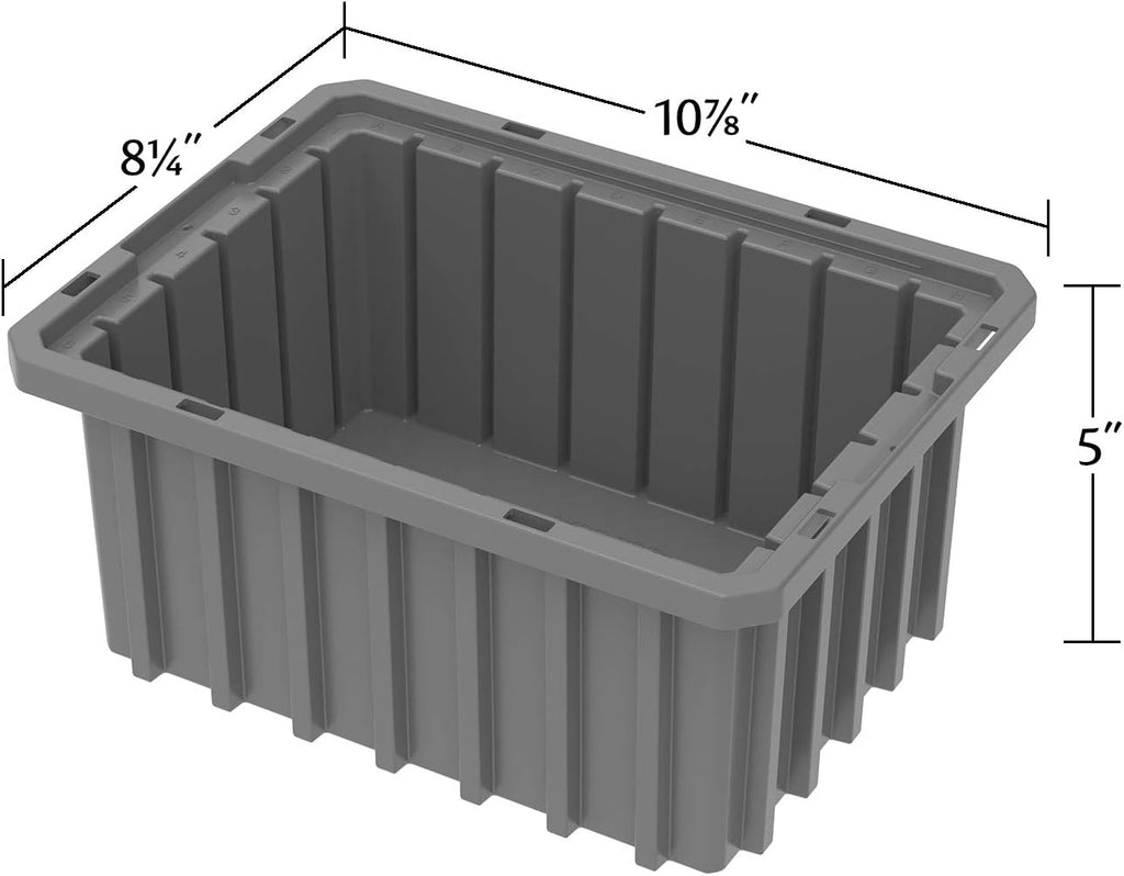 Akro-Mils 33105 Akro-Grid Plastic Slotted Dividable Modu Box Stackable Grid Storage Tote Container, (10-7/8-Inch L x 8-1/4-Inch W x 5-Inch H), (20 Pack), Gray