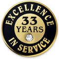 PinMart Gold Color Plated Excellence in Service Year Award Lapel Pin – Metal Enamel Workplace Reward Pin w/Rhinestone – 1-60 Years Pins for Long Standing Employees