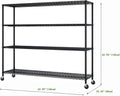 4-Tier Shelving Metal Storage Rack Adjustable Shelves,Standing Storage Shelf Units for Laundry Bathroom Kitchen Pantry Closet (Black 62.99''D × 23.62''W × 64.96''H)