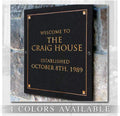 Stone Dedication Plaque With Engraved Text. Commemoration Sign Made From Solid, Real Stone. Four colors available.