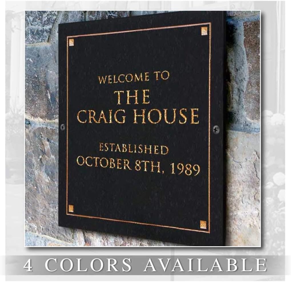 Stone Dedication Plaque With Engraved Text. Commemoration Sign Made From Solid, Real Stone. Four colors available.