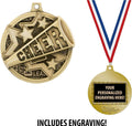 Crown Awards Custom Cheerleading Medals, 2' Cheer Medal with Free Neck Ribbon and 4 Lines of Engraving Included