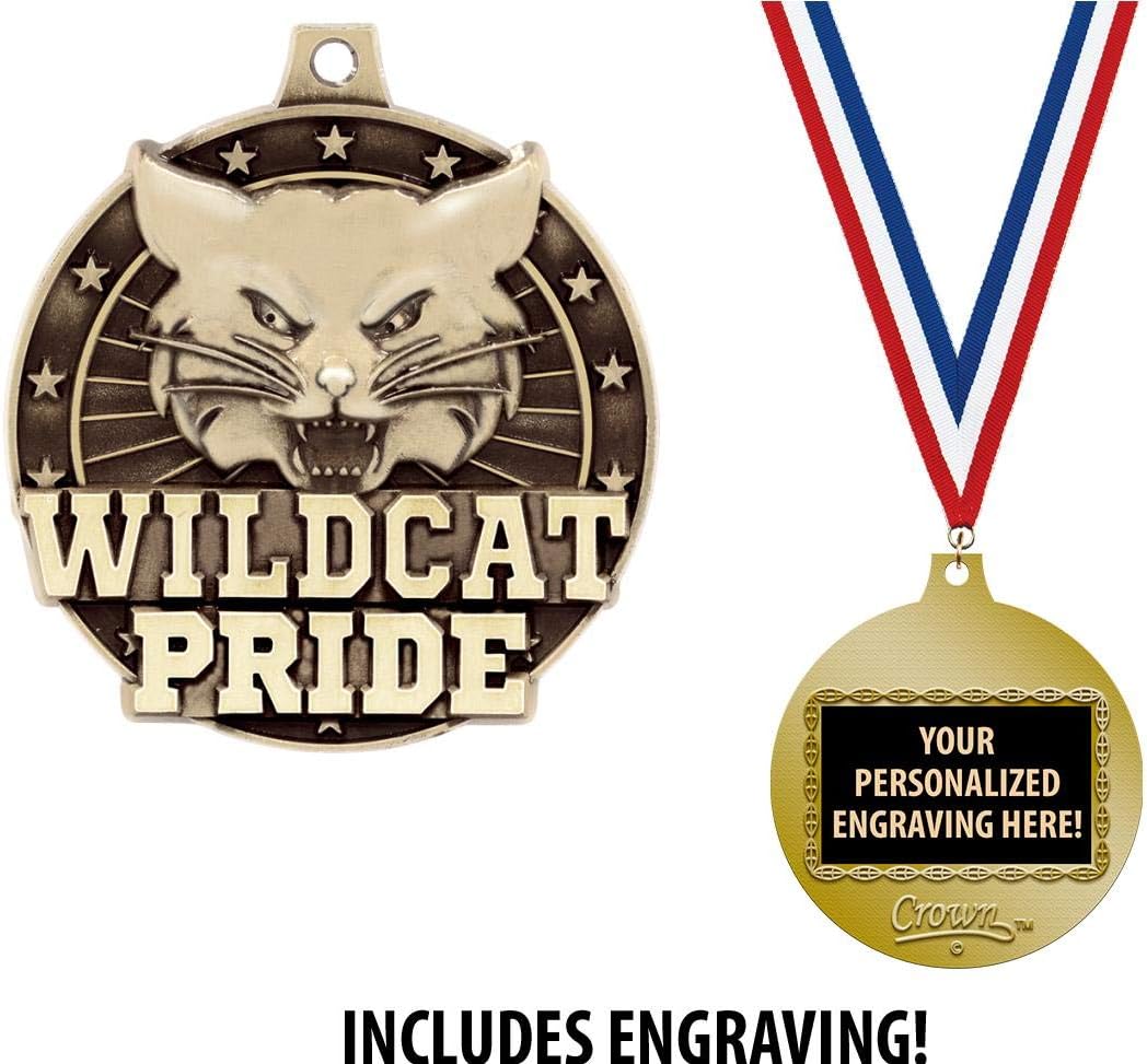 Crown Awards Wildcat Medals, 2' Gold Wildcat Pride Mascot Medal Award with Free Custom Engraving