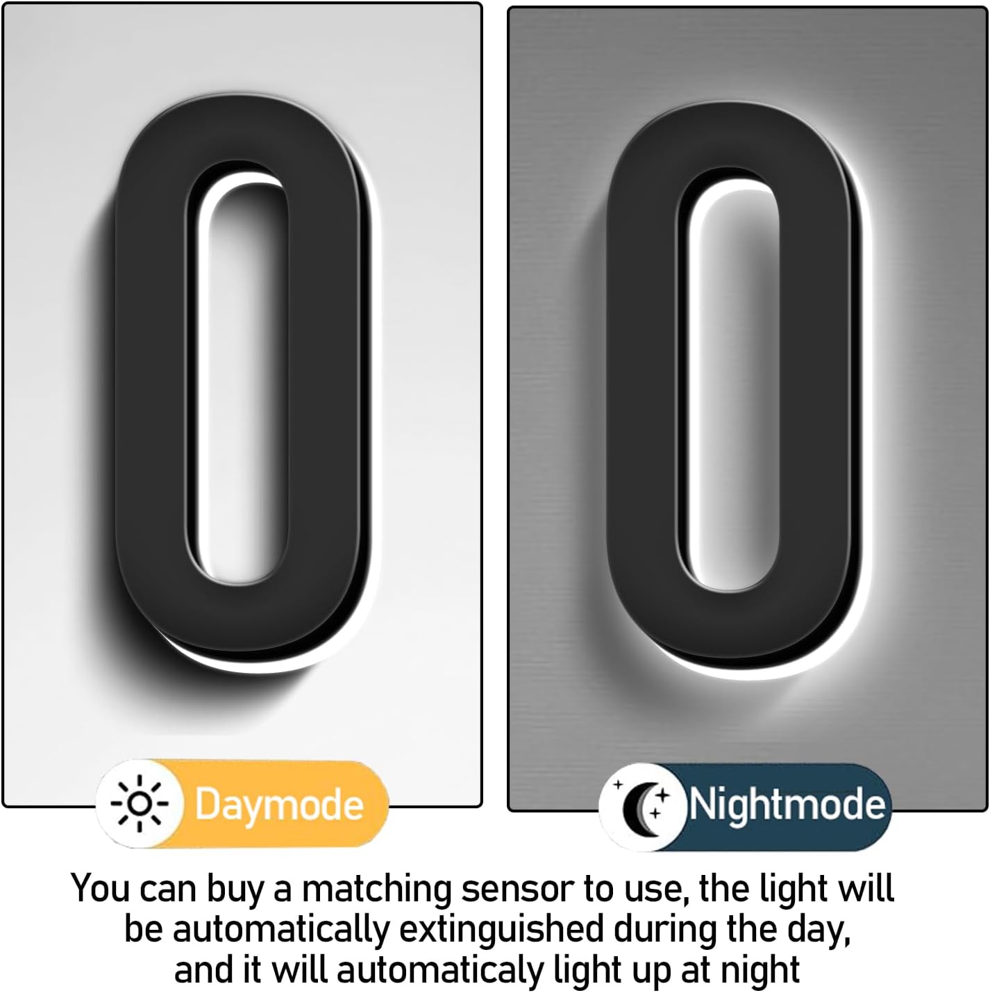 Backlit LED Illuminated House Numbers For Outside, Modern Lighted Home Address Numbers For Outdoor, Waterproof Stainless Steel Lighted House Numbers Signs,18 Inch/450mm,5