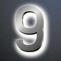 Backlit LED House Numbers For Outside 20', Modern Illuminated Home Address Numbers, Large Metal Lighted Address Numbers Signs For House, Brushed Silver, White Light,9