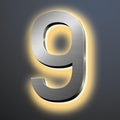 Backlit LED Illuminated Home Address Numbers, 16 Inch Illuminated House Numbers, Stainless Steel Hand-Polished For House Address Signs, Modern Lighted House Numbers,9
