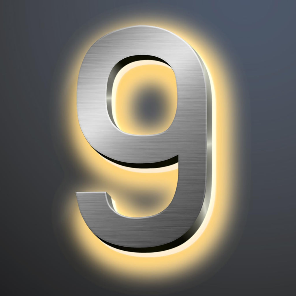 Illuminated LED House Numbers 18 Inch, Backlit LED Illuminated Address Numbers, Modern Lighted House Numbers At Night, Waterproof Large Metal Home Address Signs,9