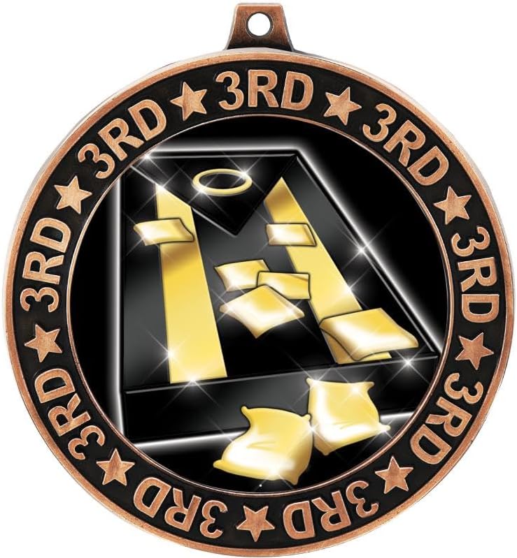 2.5' 3rd Place Cornhole Shadow Medal Award, Bronze Trophy Medal