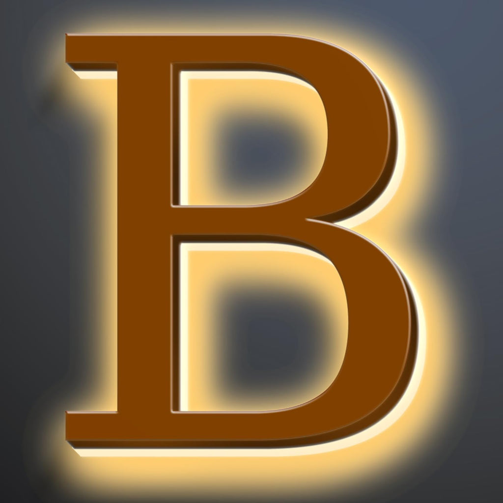 Backlit LED Illuminated Address Numbers 16 Inch, Up-Scale Modern Look, Lighted House Numbers, Large Illuminated Address Numbers Signs, Waterproof, Brown, Warm Light,B