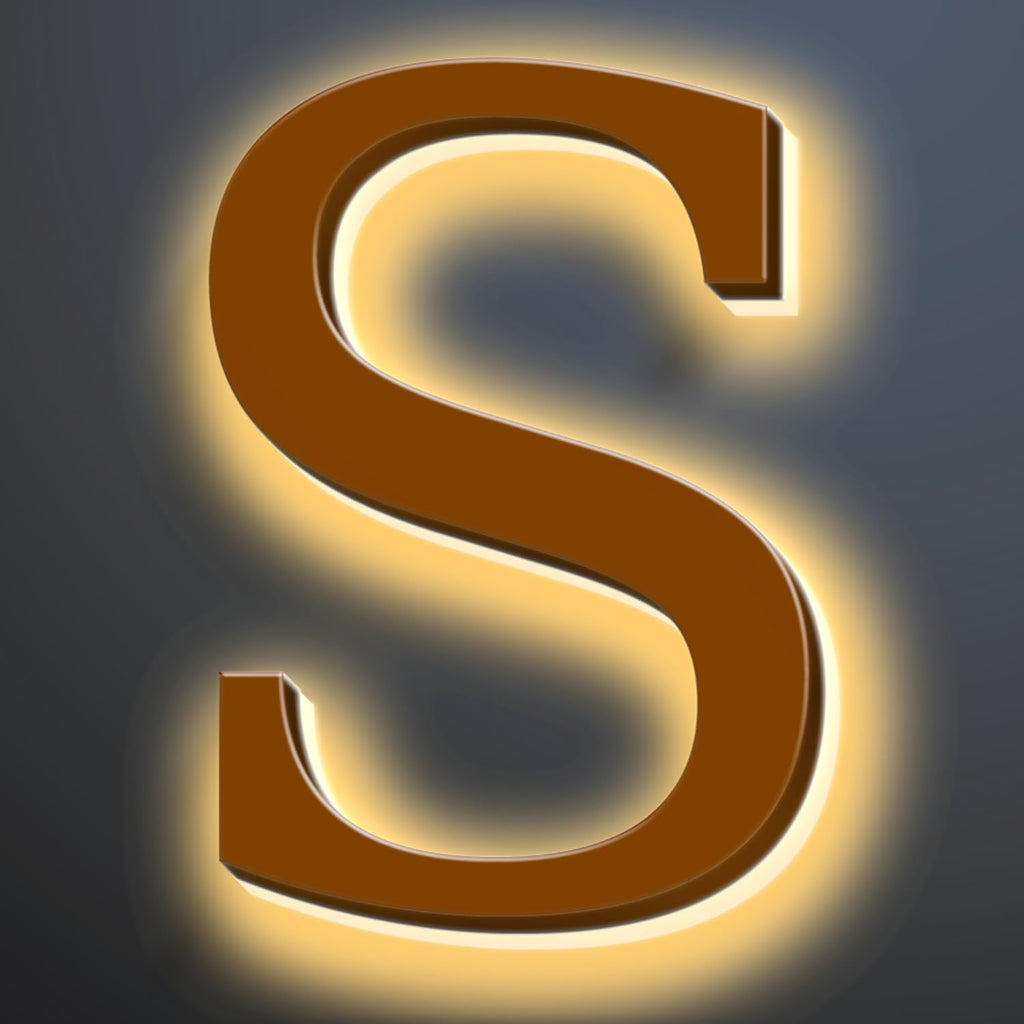 Illuminated LED House Numbers, Large Address Numbers 18', Backlit LED Illuminated Home Address Number, Modern Lighted House Numbers, Waterproof, Brown, Warm Light,S