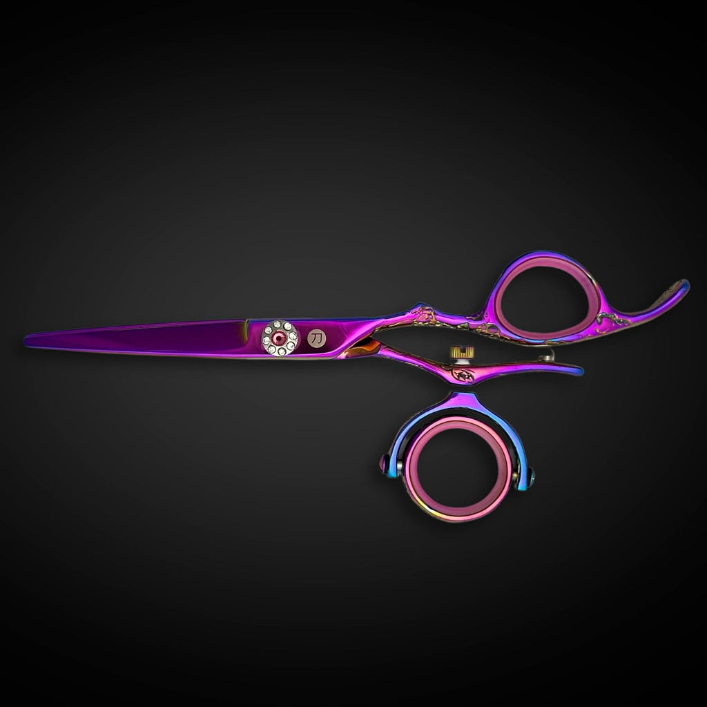 Swivel 5.5' Saki Kohana Pink Hair Shear Set (Swivel Cutting Shears, Swivel Thinning Shears, Razor, Case) - 440C Steel - For Professional Use