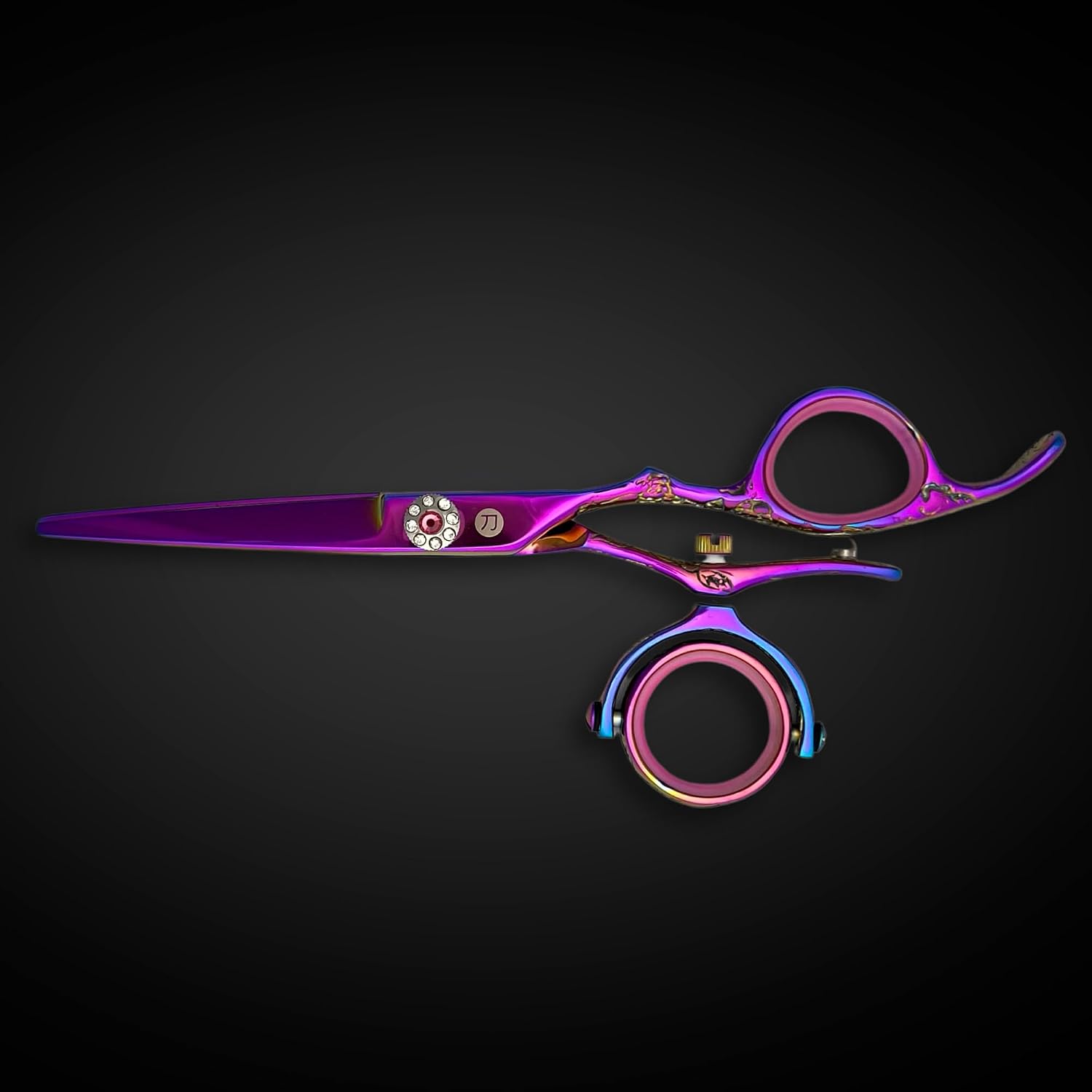 Swivel 5.5' Saki Kohana Pink Hair Shear Set (Swivel Cutting Shears, Swivel Thinning Shears, Razor, Case) - 440C Steel - For Professional Use