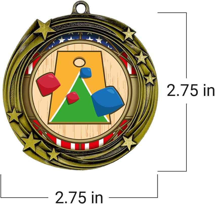 All Quality Stars Design Cornhole Medal | Competition Metal Medal - 1st, 2nd, 3rd Place