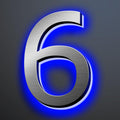 Illuminated House Numbers 18 Inch, Backlit Illuminated LED House Address Numbers For Outside, Modern Metal Lighted Address Numbers Signs, Brushed Silver, Blue Light,6