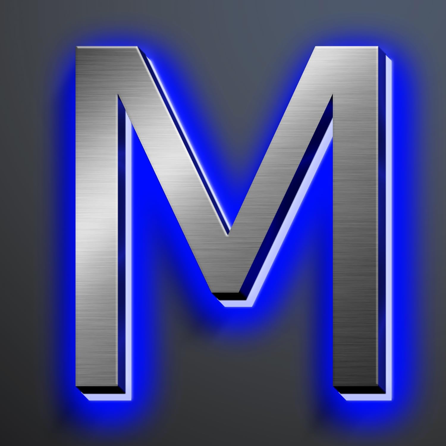 Illuminated House Numbers 18 Inch, Backlit Illuminated LED House Address Numbers For Outside, Modern Metal Lighted Address Numbers Signs, Brushed Silver, Blue Light,M