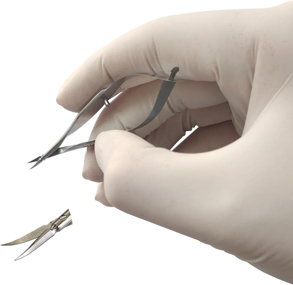 RWD VANNAS Micro Scissors, 3.2' Curved Tapered Tip, Extra Sharp Spring Action Squeeze Scissors for Stitch Cutting, Embroidery, ENT, Eye, Skin, Dental, and Veterinary Surgery (8cm) - S11002-08