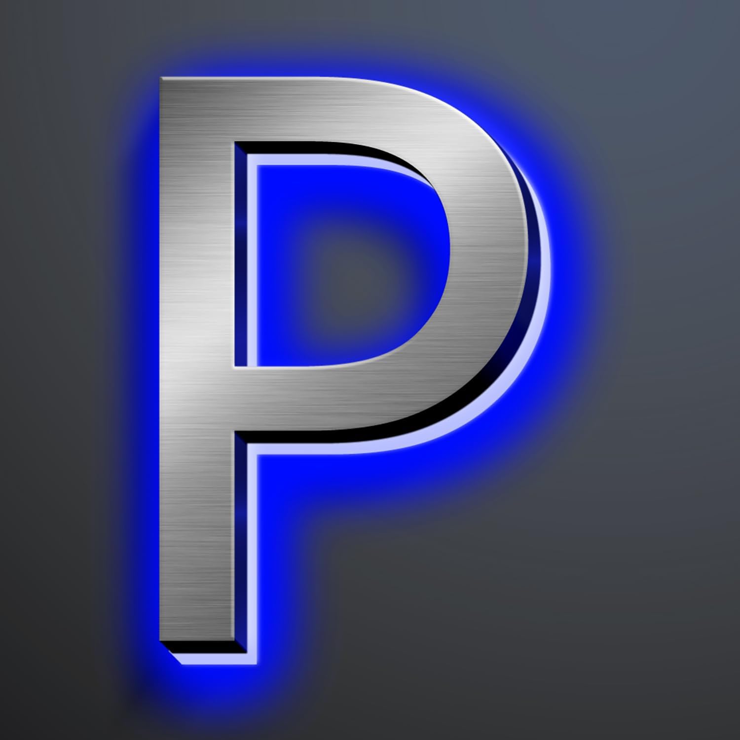 Illuminated House Numbers 18 Inch, Backlit Illuminated LED House Address Numbers For Outside, Modern Metal Lighted Address Numbers Signs, Brushed Silver, Blue Light,P