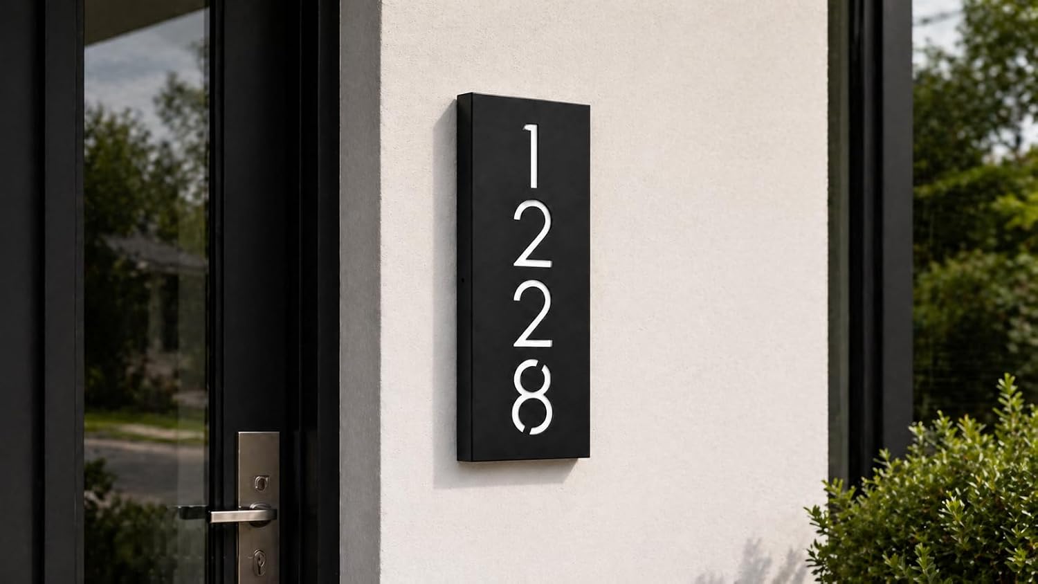 Customizable 12V LED Lighted Address Plaque, Backlit House Number Sign with 304 Stainless Steel Exterior (Only warm light)