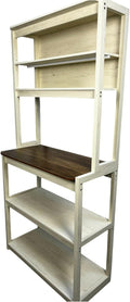 31.50' White and Rustic Brown Color 5 Tier Bakers Rack for Kitchen with Storage, Coffee Bar, Kitchen Shelves, Microwave Stand