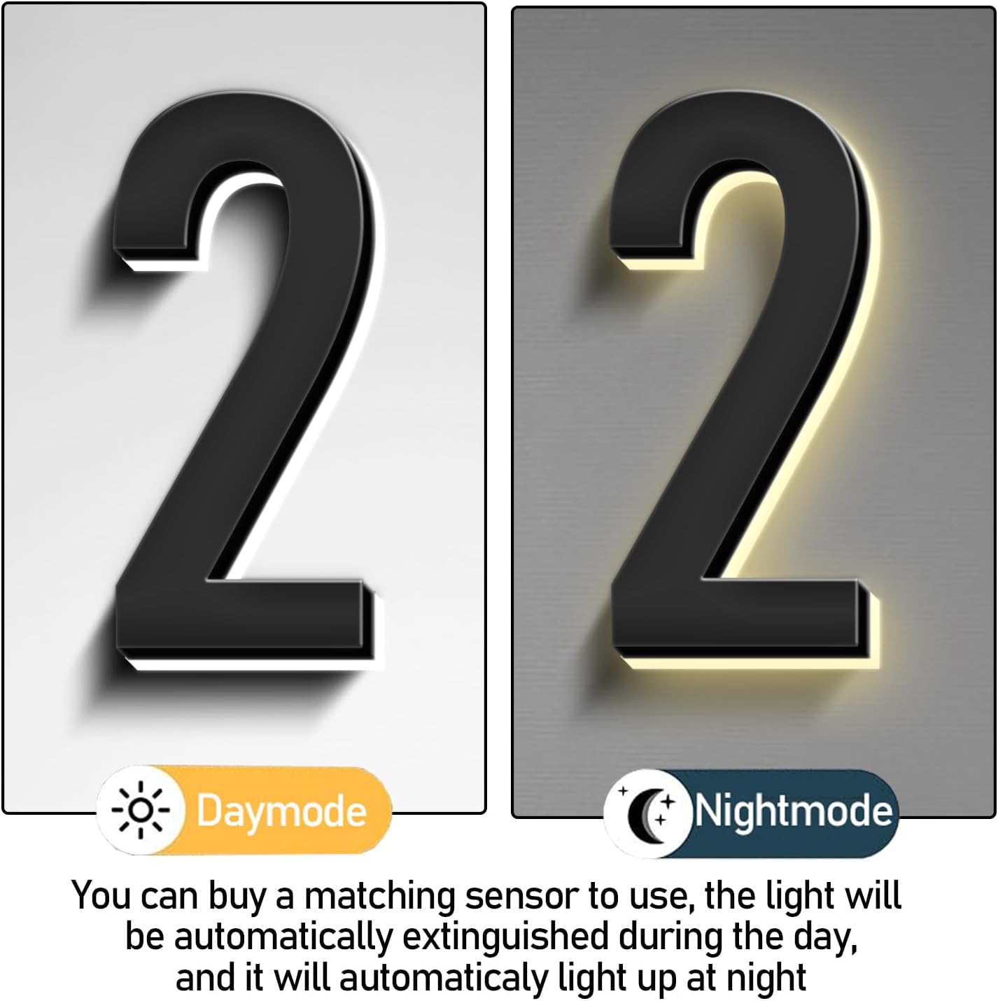 Illuminated House Address Numbers Signs, Stainless Steel,Up-Scale Modern Look, Backlit LED Illuminated Home Address Number, Lighted House Numbers For Outside,18 Inch/450mm,4
