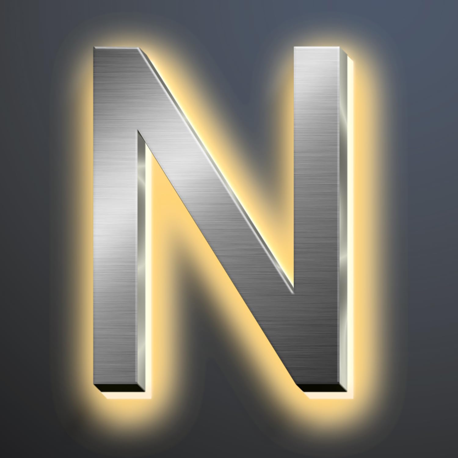 Illuminated LED House Numbers 18 Inch, Backlit LED Illuminated Address Numbers, Modern Lighted House Numbers At Night, Waterproof Large Metal Home Address Signs,N