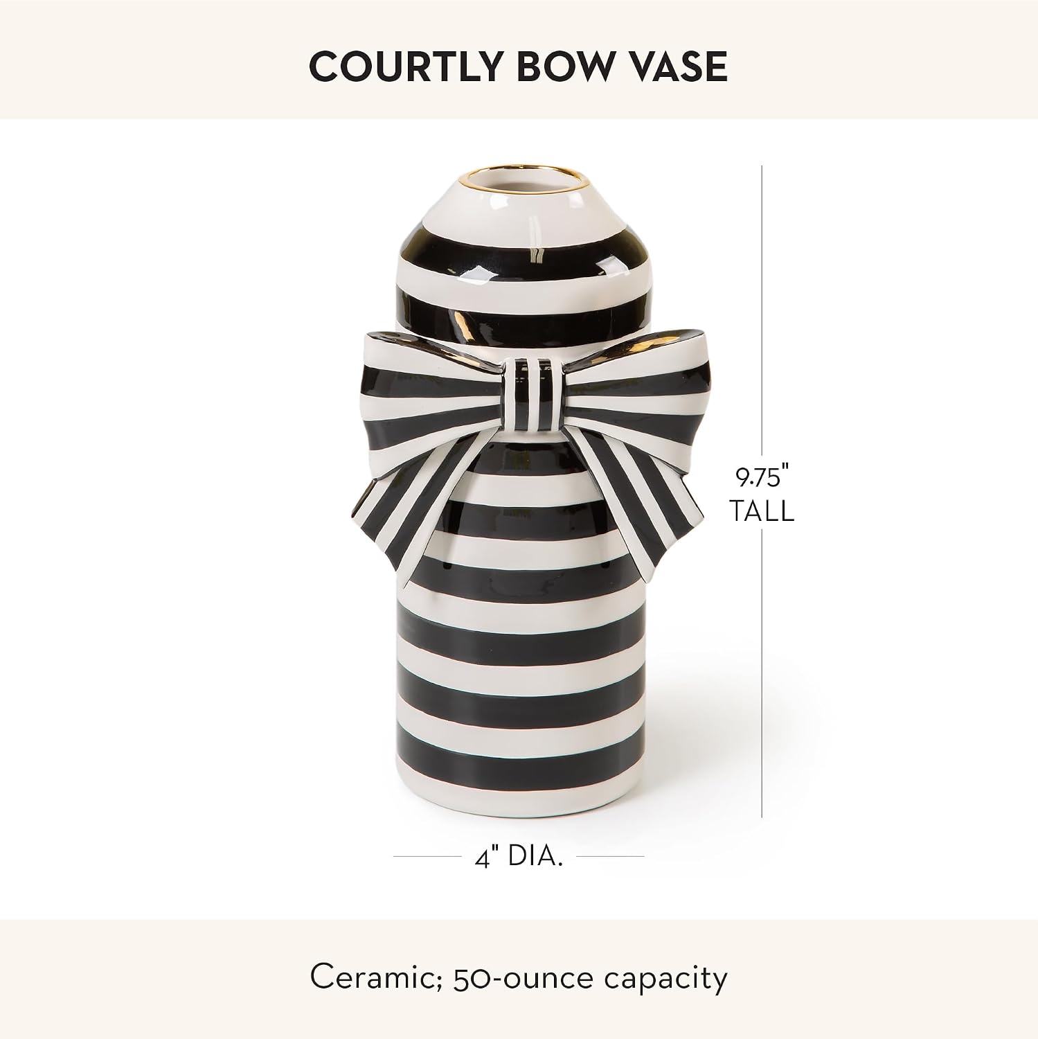 MACKENZIE-CHILDS Courtly Bow Vase, Unique Flower Vase, Decorative Table Decor for Living Room