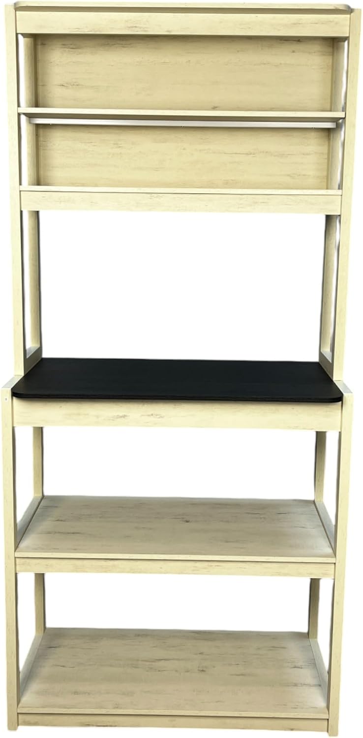 31.5' White and Black Color 5 Tier Bakers Rack for Kitchen with Storage, Coffee Bar, Kitchen Shelves, Microwave Stand