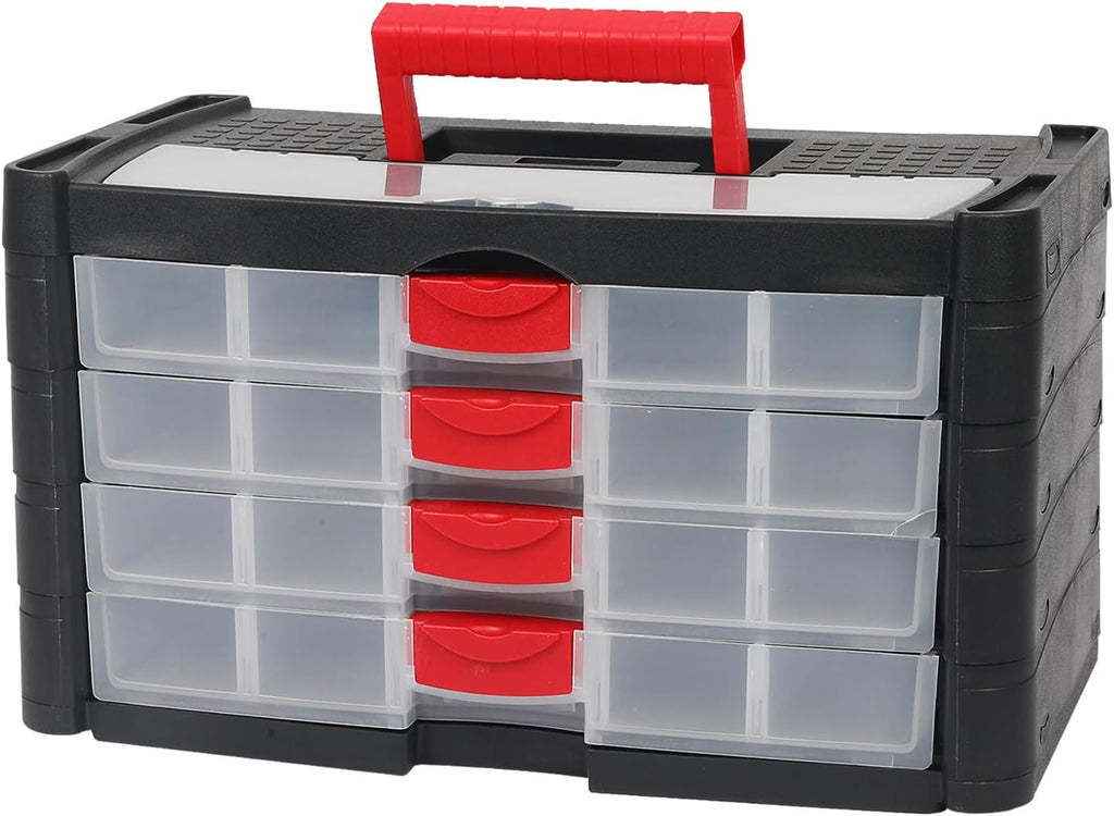 HARFINGTON Drawer Hardware Organizer 16.3'x8.9'x9.4' 4-Drawer 20-Compartment Tool Storage Box for Screws Nuts Nails Bolts