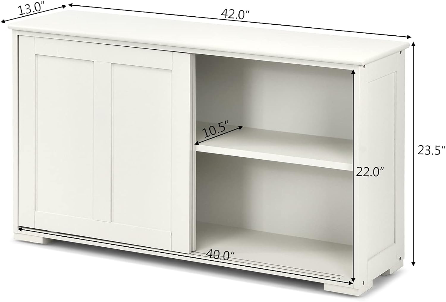 Kitchen Storage Sideboard w/Sliding Door & Adjustable Shelf, Stackable Buffet Cabinet for Entryway, Kitchen, Dining Rome, Antique White