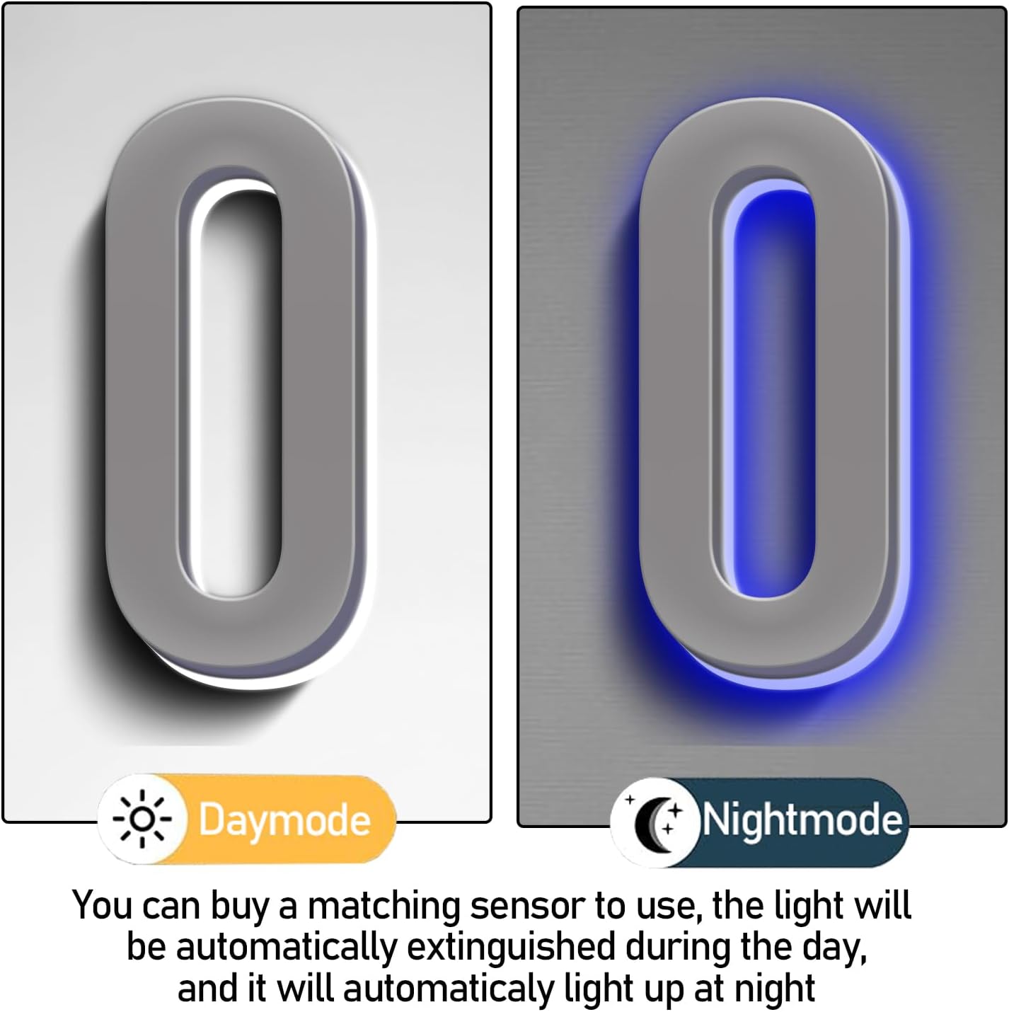 Backlit LED Home Address Numbers, Waterproof Illuminated House Numbers, Stainless Steel Address Numbers Signs, Lighted House Numbers For Outside Modern, Grey,16 Inch/400mm,5