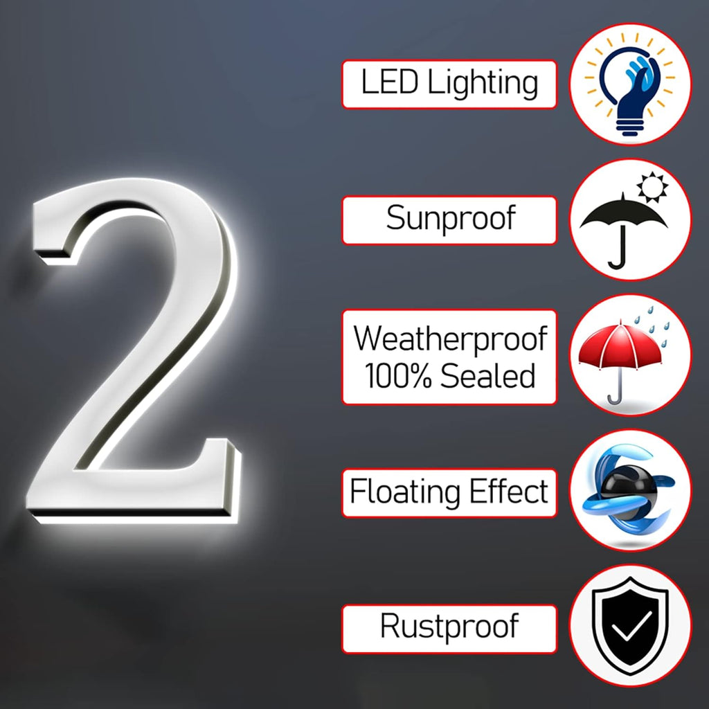 Personalized Illuminated LED House Number For Wall 20', Metal House Address Sign With LED, Lighted Up Address Numbers For Outside, Street Address,A