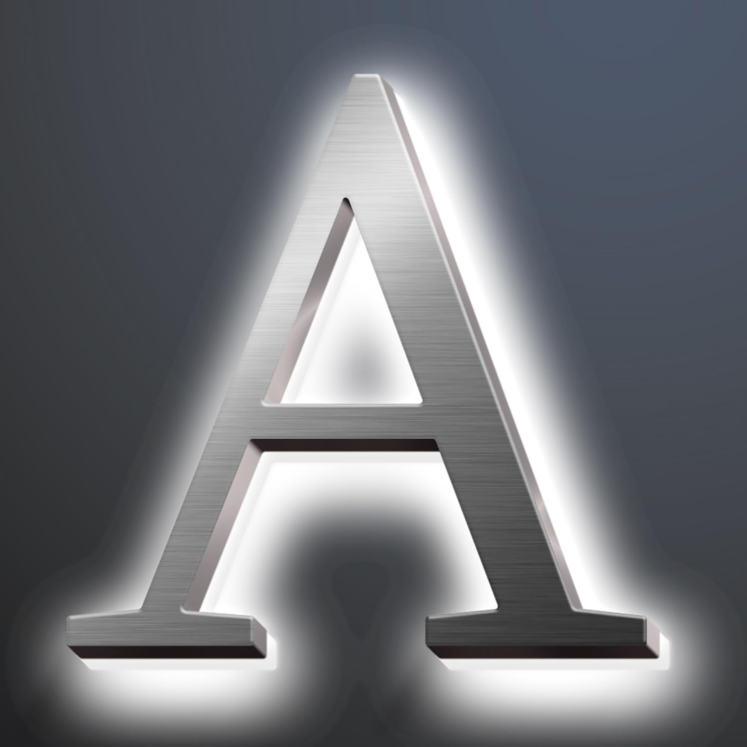 Backlit LED Illuminated Home Address Numbers 16', Large Modern Stainless Steel Illuminated House Numbers For Outside, Lighted Address Signs For A Stylish Look,A