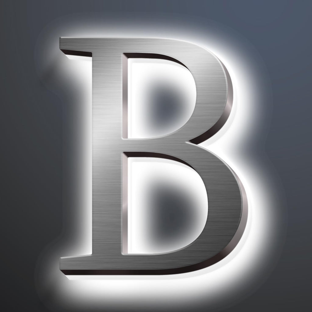 Backlit LED Illuminated Home Address Numbers 16', Large Modern Stainless Steel Illuminated House Numbers For Outside, Lighted Address Signs For A Stylish Look,B