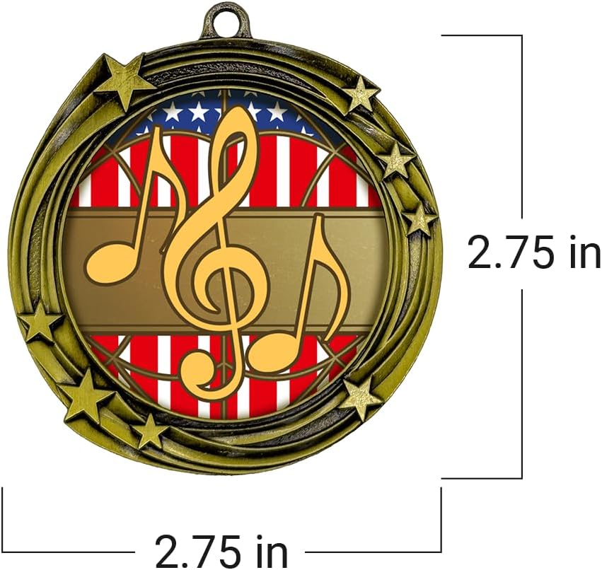 All Quality Music Swirling Stars Design Medal - 1st, 2nd, 3rd Place