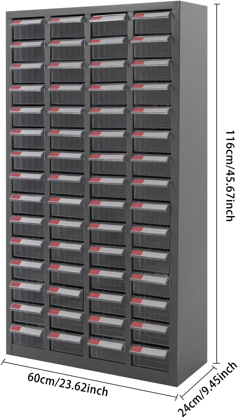 60 Drawer Bolt and Nut Tool Storage Cabinet, Hardware Tool Storage Cabinet, Steel Parts Process Storage Organizer, for Storing Tools, Metal and Electronic Components (Clear)