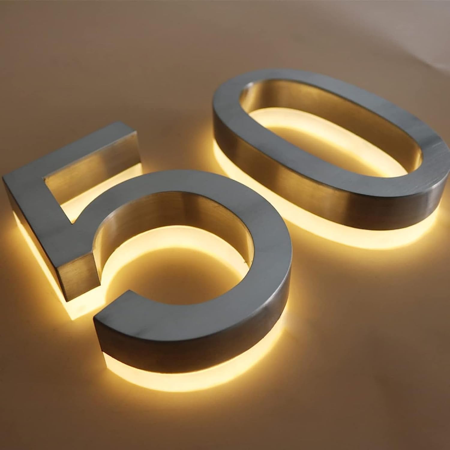 Backlit Lighted LED House Numbers, 3D Floating Led House Plaque Number, Lighted Up House Numbers For Outside Modern.Warm White Light,16 Inch/40cm,4